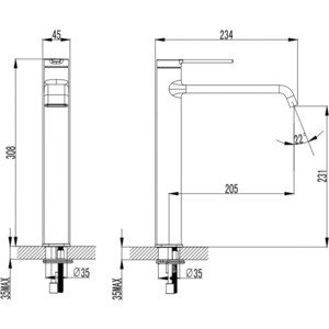 Смеситель для раковины AQUAme Asti шлифованное золото (AQM6414BG)