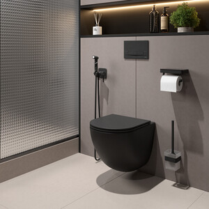 Унитаз подвесной безободковый Lemark Glazer сиденье микролифт, смыв Торнадо 3.0, черный матовый (9612004)