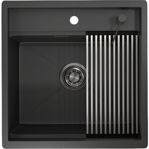 Кухонная мойка Granula KS-5051 с дозатором и ролл-матом, черный матовый