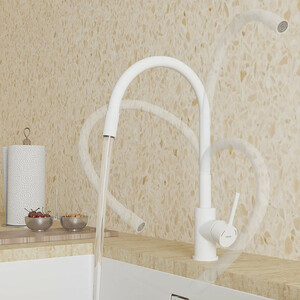 Смеситель для кухни Milardo Meal с гибким изливом, белый матовый (M01WT0FM05)