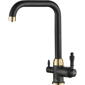 Смеситель для кухни ZorG Steel Hammer SH 725 BLACK BR с подключением фильтра, черный металл/бронза