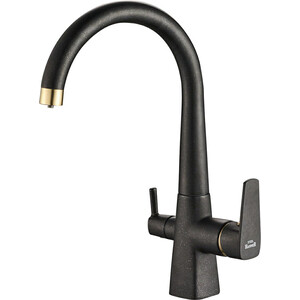 Смеситель для кухни ZorG Steel Hammer SH 819 BLACK BR с подключением фильтра, черный металл/бронза