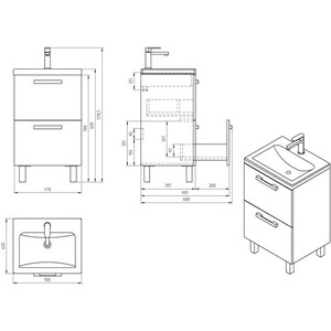 Тумба с раковиной Cersanit Melar 50х40 со смесителем Elio, белая (64761)