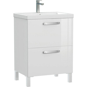 Тумба с раковиной Cersanit Melar 60х45 со смесителем Elio, белая (64762)