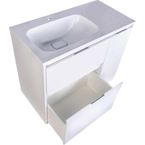 Тумба под раковину Style line Барселона 90х45 левая, с выкатной корзиной, белая (СС-00002345)