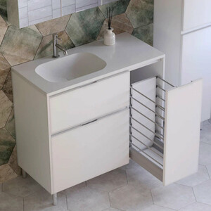 Тумба под раковину Style line Барселона 90х45 левая, с выкатной корзиной, белая (СС-00002345)