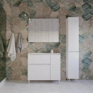 Тумба под раковину Style line Барселона 90х45 левая, с выкатной корзиной, белая (СС-00002345)