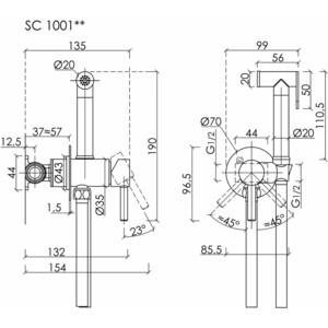Гигиенический душ Sancos Start с гигиенической лейкой, хром глянцевый (SC1001CH)