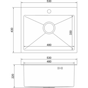 Кухонная мойка Mixline Pro 53х43 черный графит нано (4610211009516)