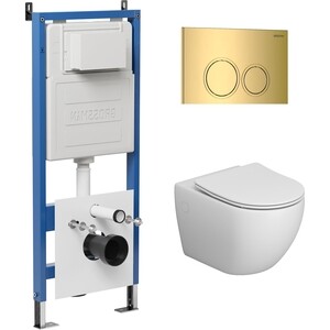 Комплект унитаза Grossman сиденье микролифт, инсталляция, клавиша Galaxy золото глянцевая (97.4411S.01.300)