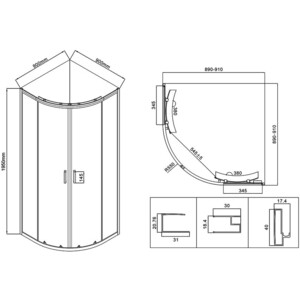 Душевой уголок Vincea City 90х90 прозрачный, черный (VSQ-5CT900CLB)