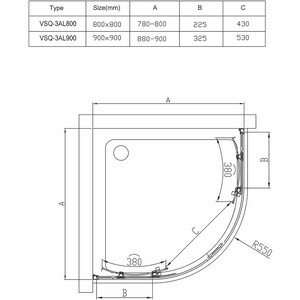 Душевой уголок Vincea Alpha 90х90 прозрачный, черный (VSQ-3AL900CLB)
