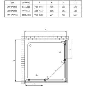 Душевой уголок Vincea Alpha 100х100 прозрачный, черный (VSS-3AL100CLB)