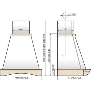 Вытяжка Elikor Ротонда 90П-1000-П3Д бежевый/дуб неокрашенный