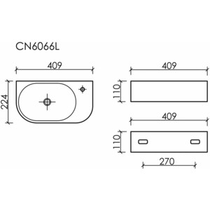 Раковина Ceramicanova Element 40х22 левая, белая (CN6066L)