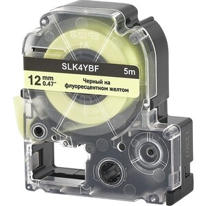 Кассета с лентой S'OK K4YBF для Epson , черный на флуоресцентном желтом, 12мм/5м