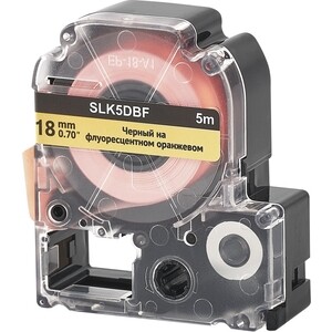 Кассета с лентой S'OK K5DBF для Epson , черный на флуоресцентном оранжевом, 18мм/5м