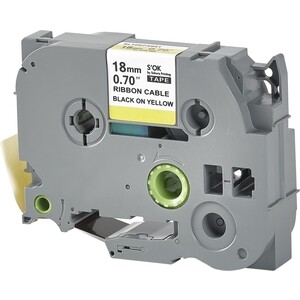 Кассета с лентой S'OK TZEFX641 для Brother, черный на желтом, 18мм/8м