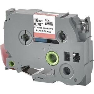 Кассета с лентой S'OK TZES441 для Brother, черный на красном, 18мм/8м