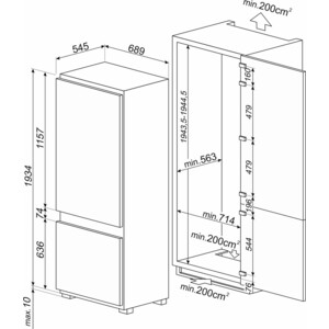 Встраиваемый холодильник Smeg C875TNE