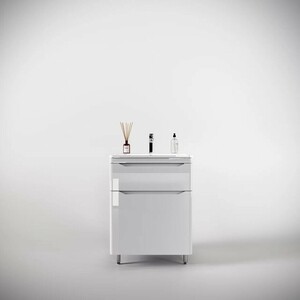 Тумба под раковину Style line Марелла 60х39 напольная, белая глянцевая (СС-00002396)