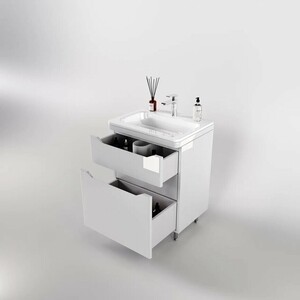 Тумба под раковину Style line Марелла 60х39 напольная, белая глянцевая (СС-00002396)