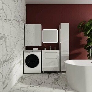 Тумба под раковину Style line Марелла 60х39 напольная, белая глянцевая (СС-00002396)