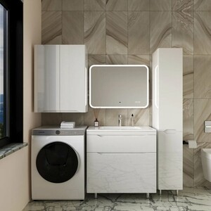 Тумба под раковину Style line Марелла 80х39 напольная, белая глянцевая (СС-00002402)