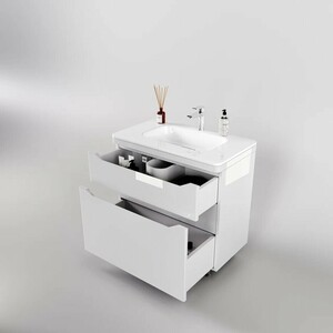 Тумба под раковину Style line Марелла 90х39 напольная, белая глянцевая (СС-00002417)