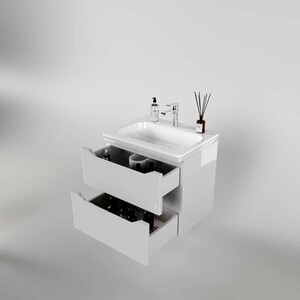 Тумба под раковину Style line Марелла 60х39 подвесная, белая глянцевая (СС-00002405)