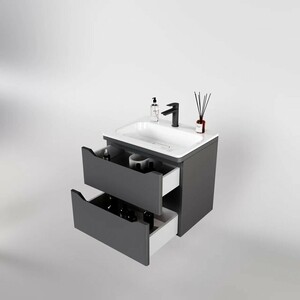 Тумба под раковину Style line Марелла 60х39 подвесная, серая (СС-00002406)