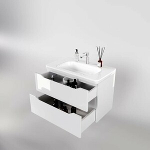 Тумба под раковину Style line Марелла 80х39 подвесная, белая глянцевая (СС-00002411)