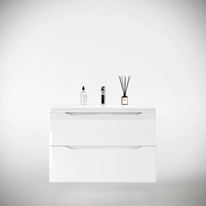 Тумба под раковину Style line Марелла 90х39 подвесная, белая глянцевая (СС-00002414)