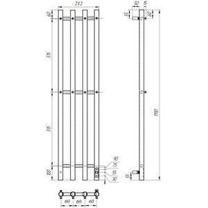 Полотенцесушитель электрический Point Деметра П3 180x1200 диммер справа, белый (PN12832W)