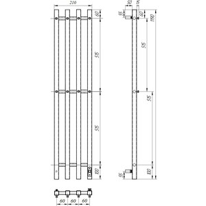 Полотенцесушитель электрический Point Гермес П3 180x1200 диммер справа, черный (PN13832B)