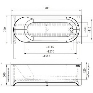Акриловая ванна Radomir Виктория лайт 170х70 с каркасом (2-01-0-0-1-260Р)