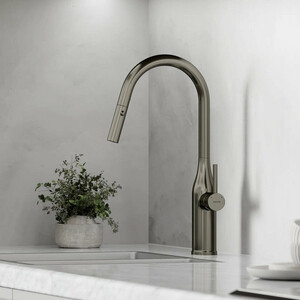 Смеситель для кухни Sancos Grand с вытяжным изливом, вороненая сталь (SC4002GG)