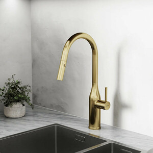 Смеситель для кухни Sancos Grand с вытяжным изливом, брашированное золото (SC4002BG)