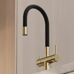 Смеситель для кухни Sancos Lucia с подключением фильтра, брашированное золото (SC4004BG)