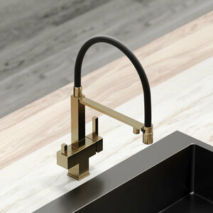 Смеситель для кухни Sancos Moro с подключением фильтра, брашированное золото (SC4006BG)