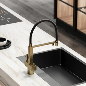 Смеситель для кухни Sancos Moro с подключением фильтра, брашированное золото (SC4006BG)