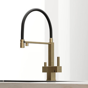 Смеситель для кухни Sancos Moro с подключением фильтра, брашированное золото (SC4006BG)