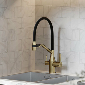 Смеситель для кухни Sancos Orta с подключением фильтра, брашированное золото (SC4008BG)