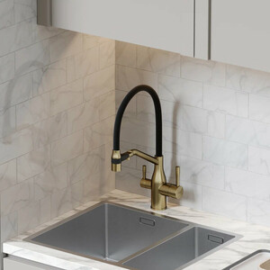 Смеситель для кухни Sancos Orta с подключением фильтра, брашированное золото (SC4008BG)