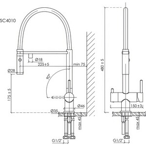 Смеситель для кухни Sancos Imola с подключением фильтра, матовый черный (SC4010MB)
