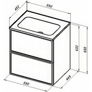 Тумба под раковину Aquanet Арт 60х45 мисти грин (313274)