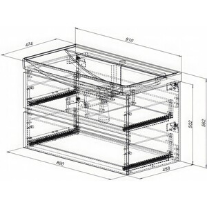 Тумба под раковину Aquanet Вега 90х45 черная (329598)