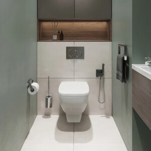 Комплект унитаза Santek Нео безободковый, с инсталляцией и клавишей хром, сиденьемикролифт (1WH501543)