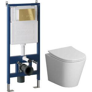 Комплект унитаза Niagara Vista с инсталляцией, клавишей Style золото глянцевая, сиденье-микролифт