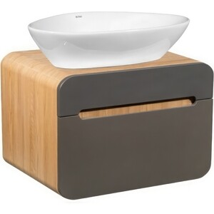 Тумба под раковину Runo Ницца 60х46 дуб натуральный/графит (00-00002123)